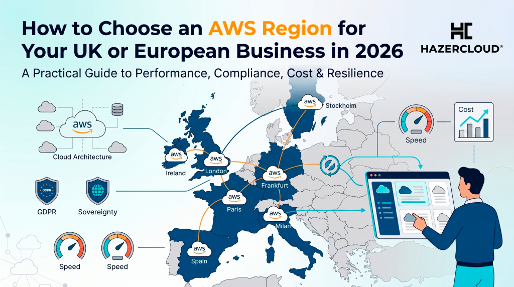 How to choose an AWS region for UK and European businesses in 2026, comparing AWS regions for performance, GDPR compliance, cost, and resilience.