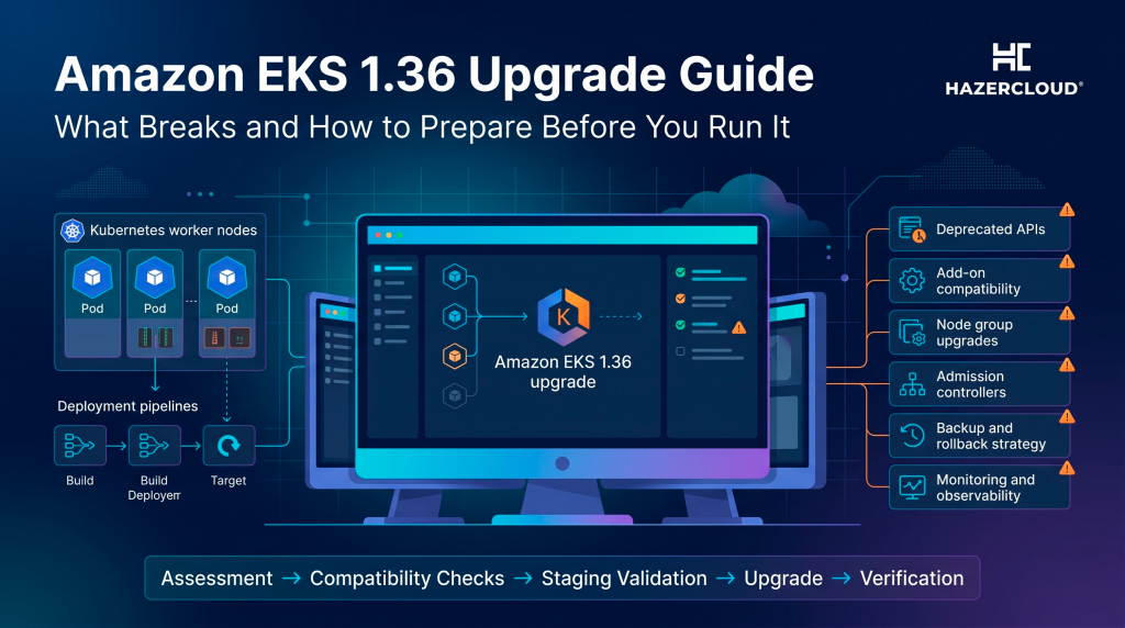 Amazon EKS 1.36 upgrade guide illustration for HAZERCLOUD.